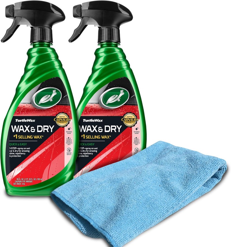 50834 1-Step Wax and Dry, Quick and Easiest Step to High Shine, for Cars, Trucks, Motorcycles and RVs, 26 oz. Double Pack with Microfiber Towel